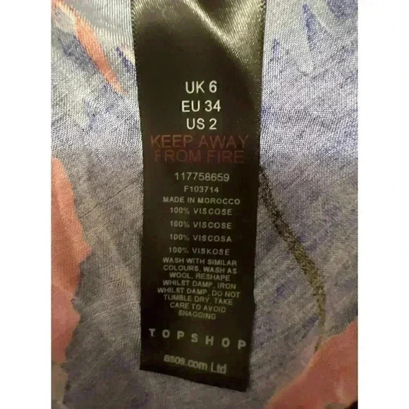 Topshop Floral Print Button Down Puff Sleeve Mini Dress Size 2 - Picture 11 of 11